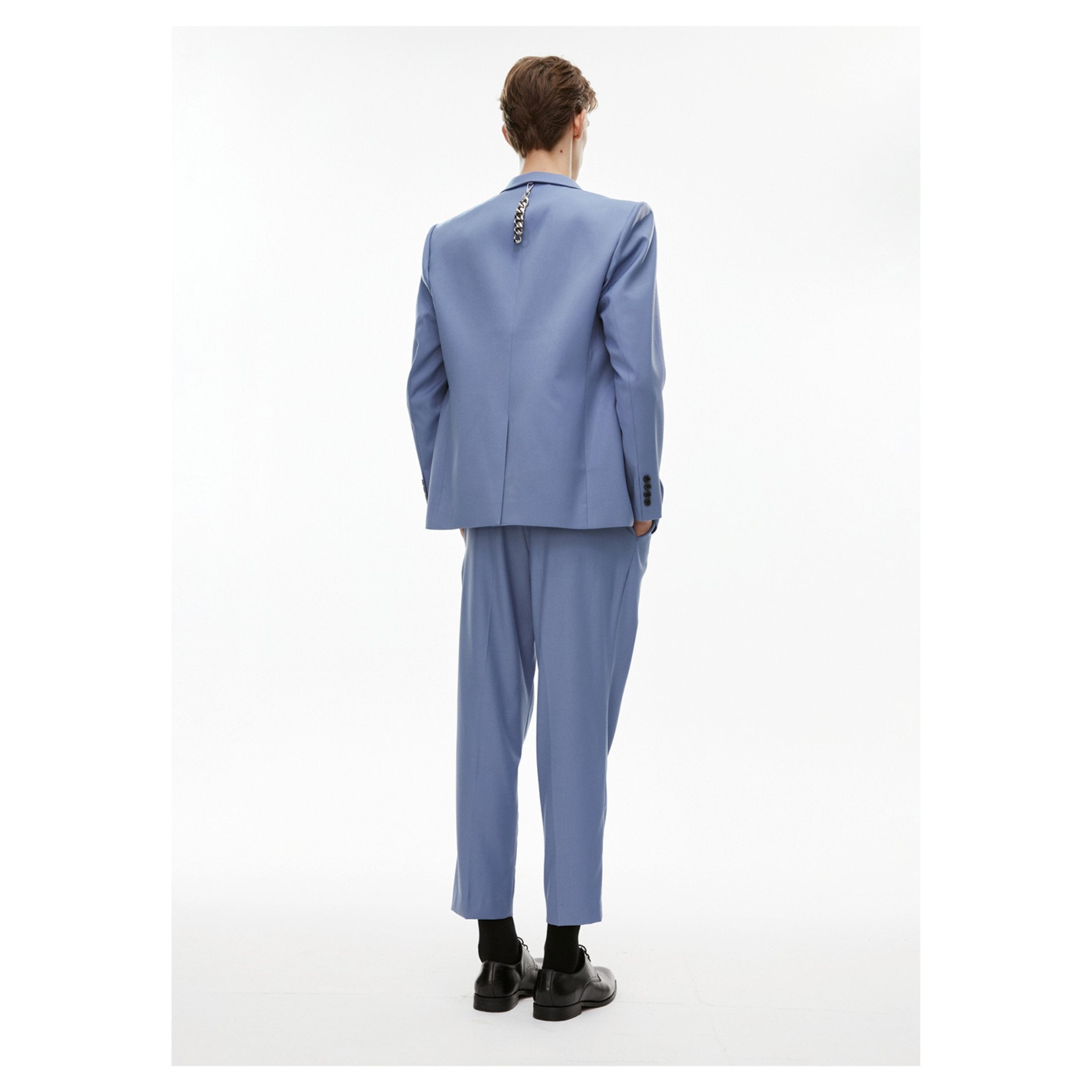 Unawares Metal Chain Classic Double Breasted Suit Blue | MADA IN CHINA