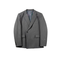 Unawares Metal Chain Classic Double Breasted Suit Grey | MADA IN CHINA