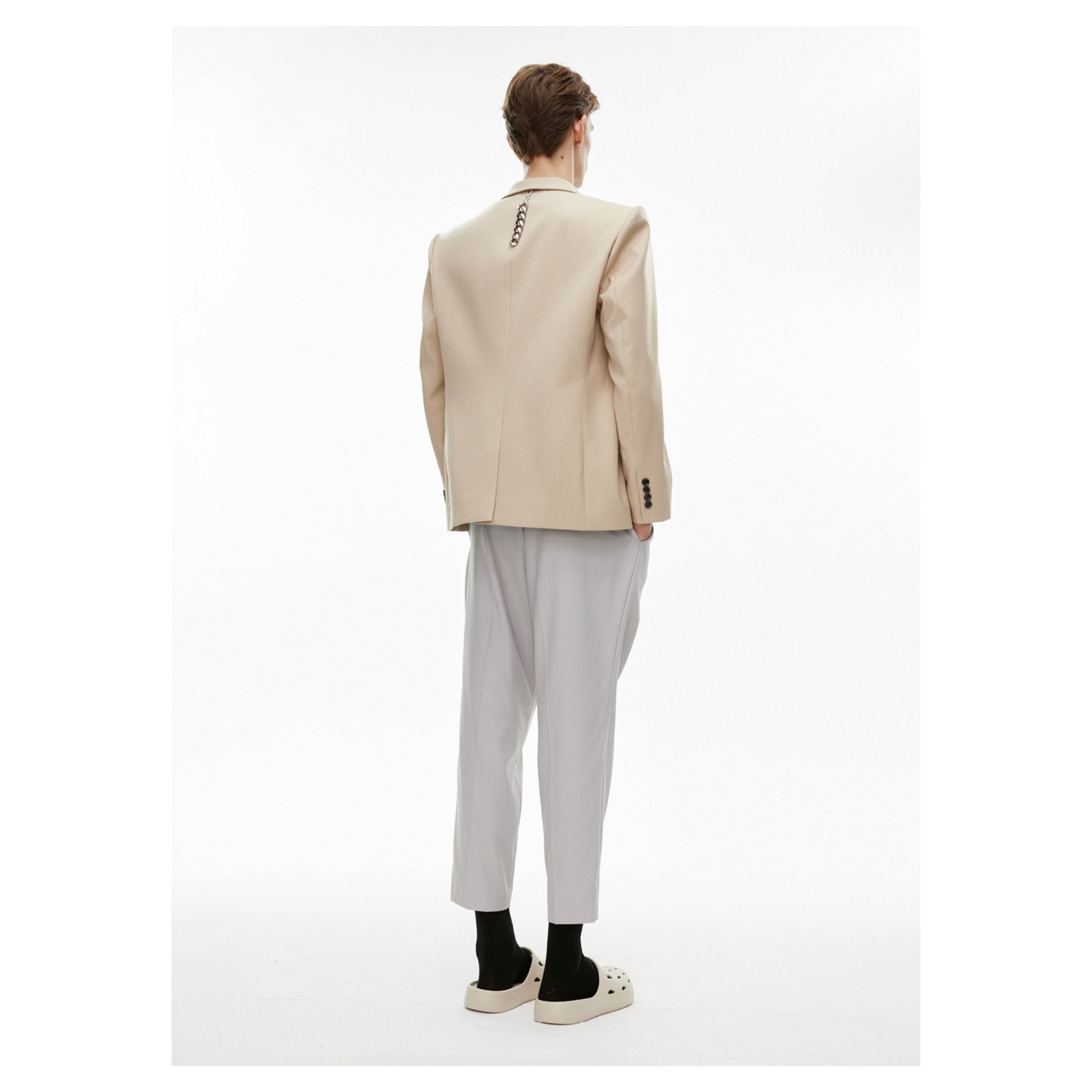 Unawares Metal Chain Classic Double Breasted Suit Khaki | MADA IN CHINA