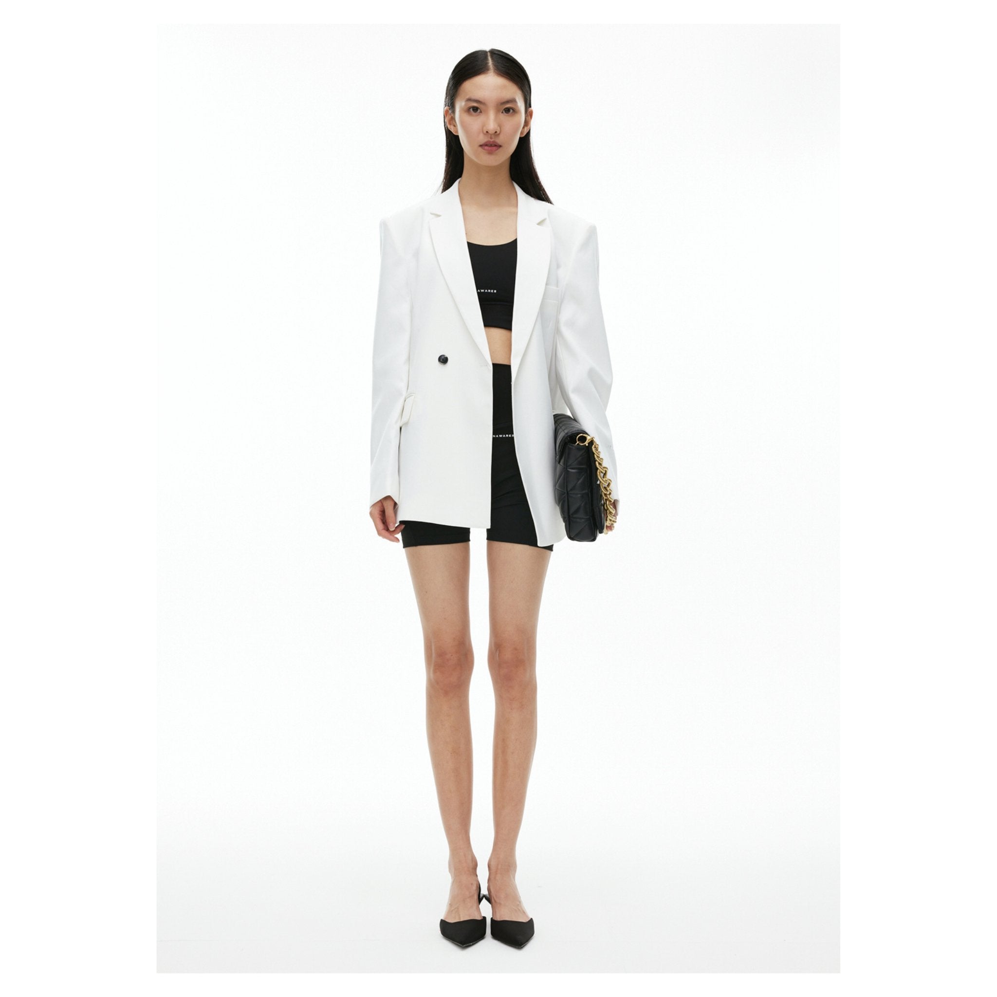 Unawares Metal Chain Classic Double Breasted Suit White | MADA IN CHINA