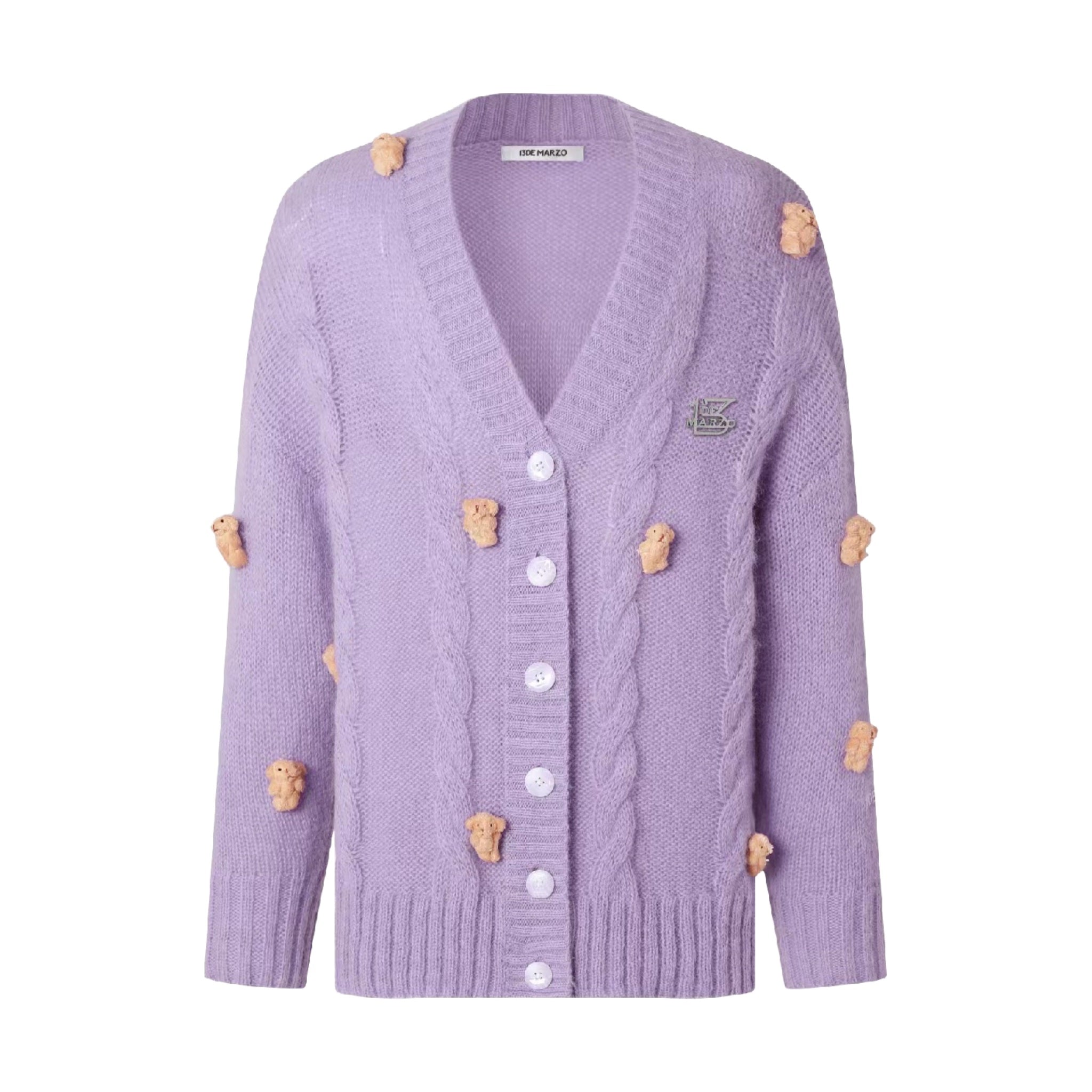 13 DE MARZO Mini Bear Cover Cardigan Lavender | MADA IN CHINA