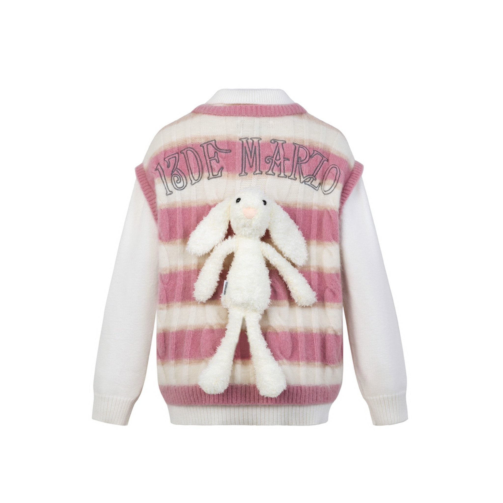 13 DE MARZO Mohair Stripe Sweater Pink Icing | MADA IN CHINA
