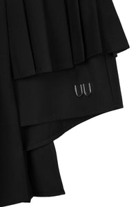 UNAWARES Multi-layer Structure LOGO Print Waist Lining Pleated Skirt | MADA IN CHINA