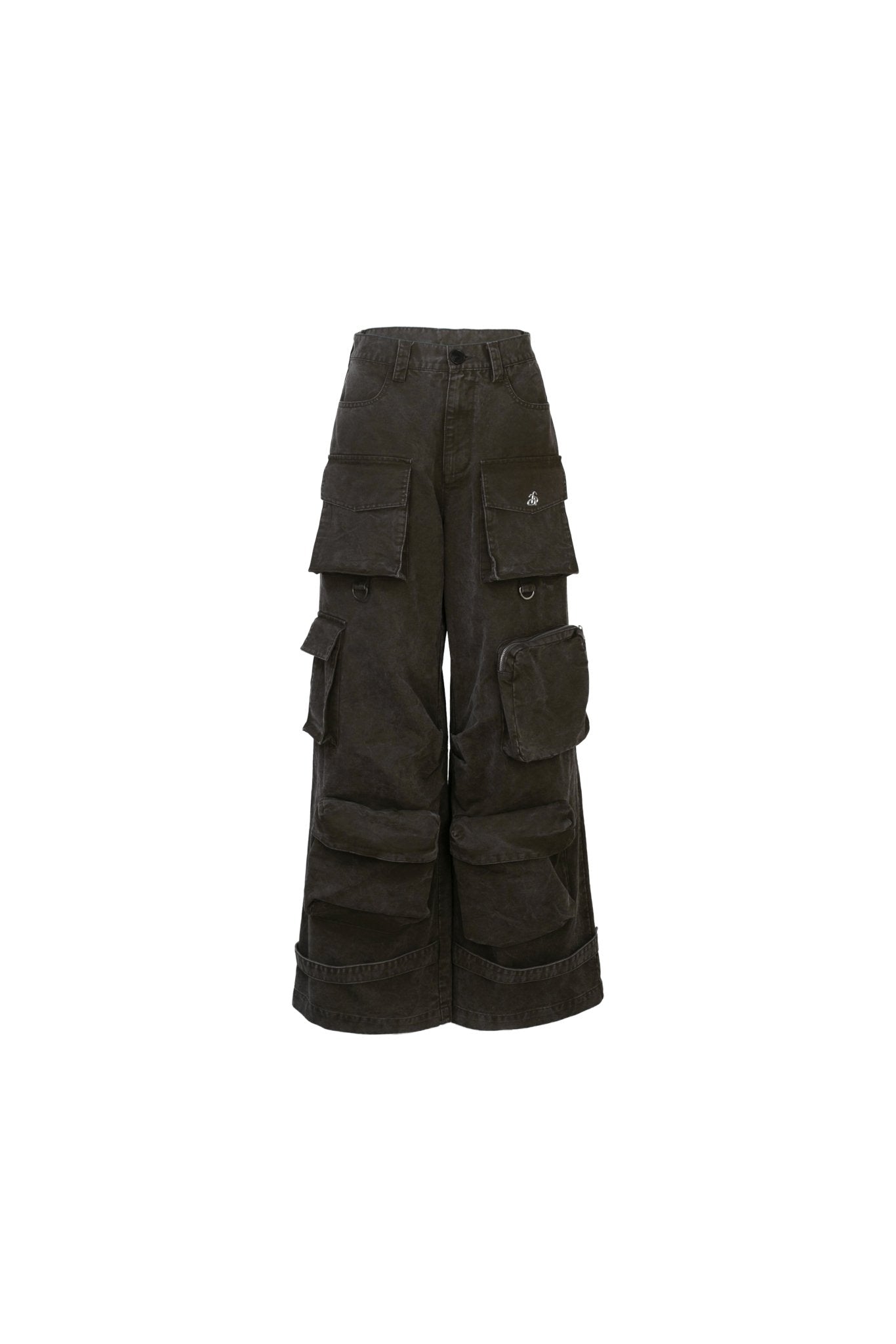 ANN ANDELMAN Multi-Pocket Wide-Leg Cargo Pants Grey