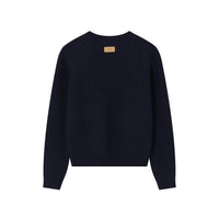 SOMESOWE Navy Embroidered Bow Crew Neck Sweater | MADA IN CHINA
