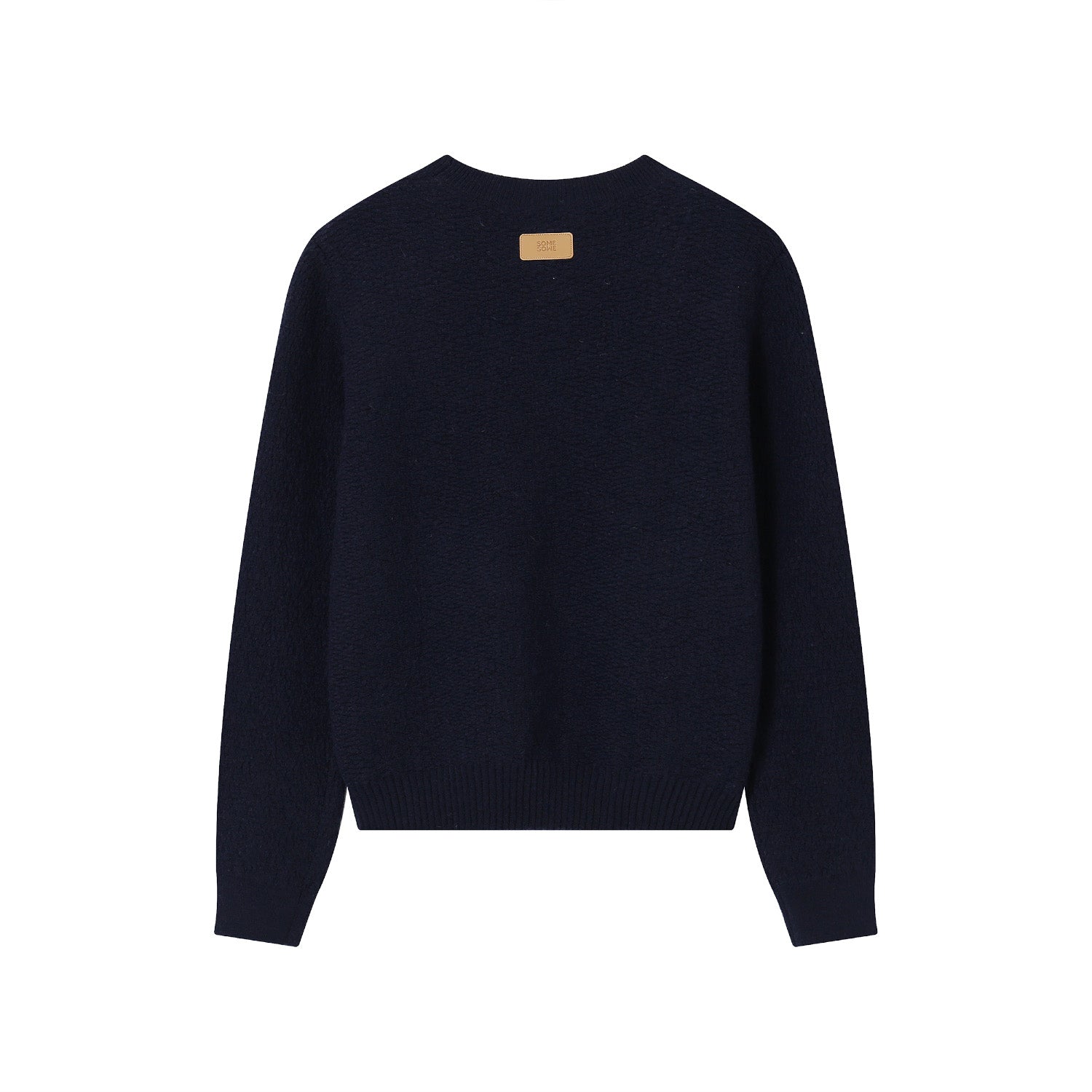 SOMESOWE Navy Embroidered Bow Crew Neck Sweater | MADA IN CHINA