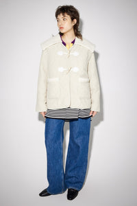 MEDIUM WELL Off-white Quilted Cotton Removable Collar Lamb Fur Coat | MADA IN CHINA