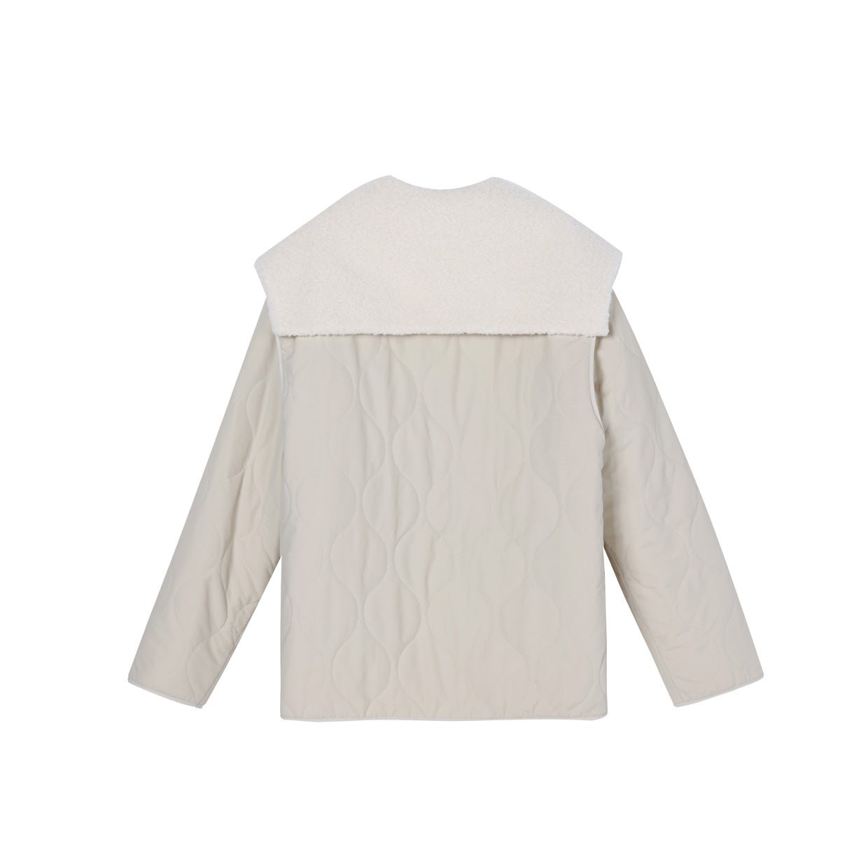 MEDIUM WELL Off-white Quilted Cotton Removable Collar Lamb Fur Coat | MADA IN CHINA