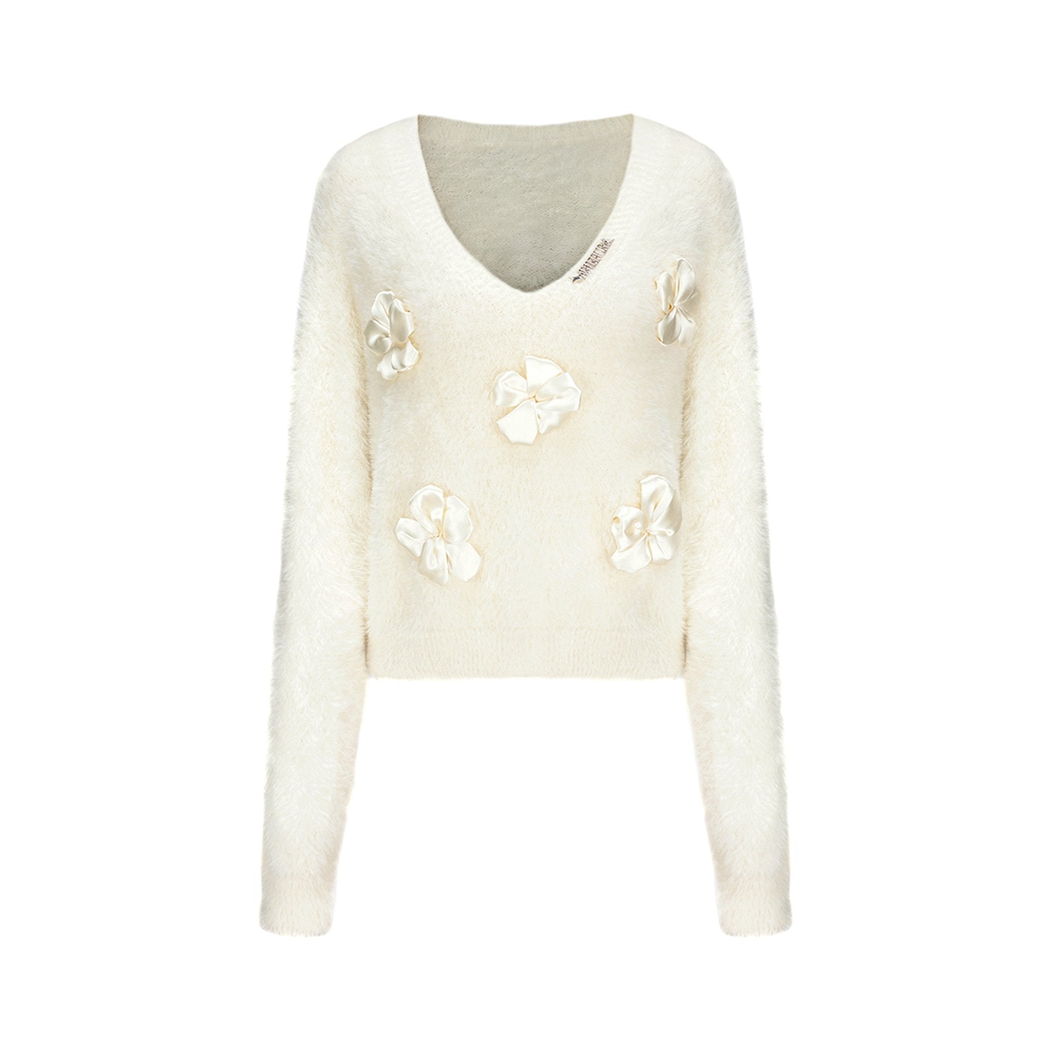 ARTE PURA Off-White Ribbon Flower Sweater | MADA IN CHINA