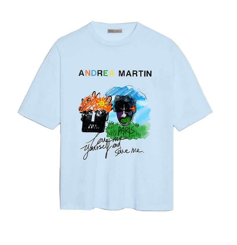 ANDREA MARTIN Oil Painting Tee Blue | MADA IN CHINA