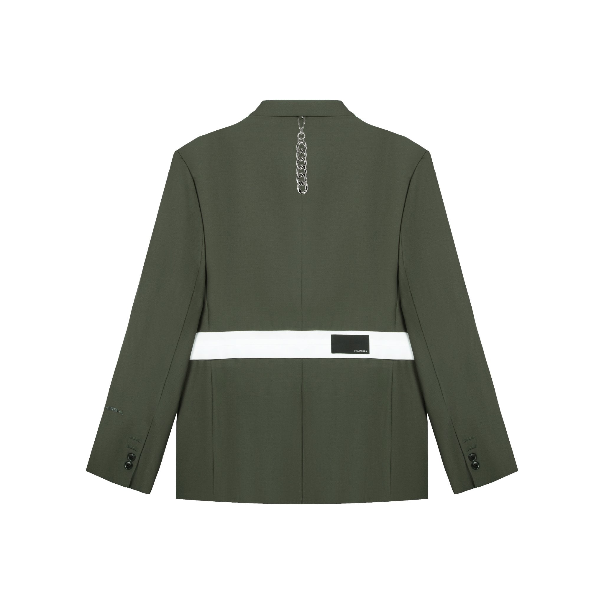 UNAWARES Olive Green Color-Block Double-Breasted Suit | MADA IN CHINA