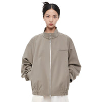 UNAWARES Olive Green Metal Chain Standing Collar Jacket | MADA IN CHINA