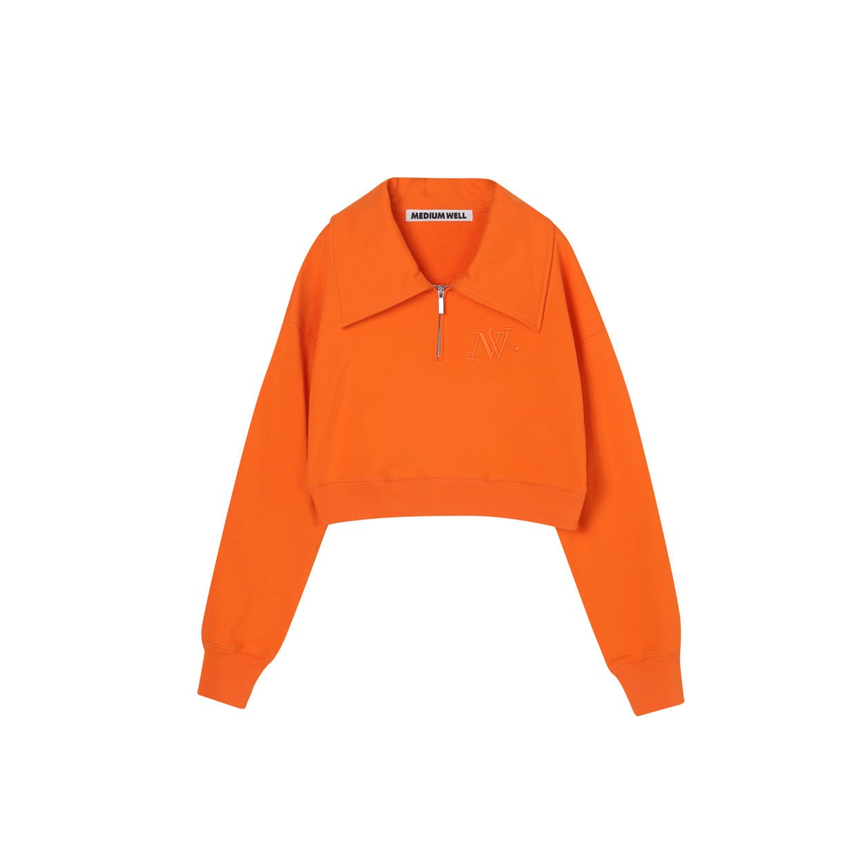 MEDIUM WELL Orange Lapel Short Sweatshirt | MADA IN CHINA
