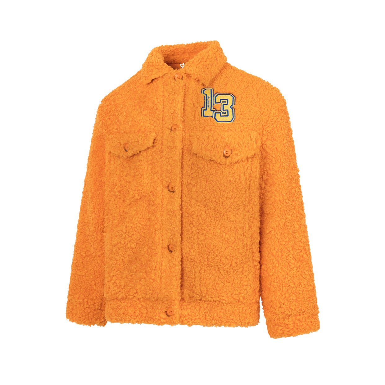 13 DE MARZO Orange Vintage Faux Lambswool Clash Coat | MADA IN CHINA