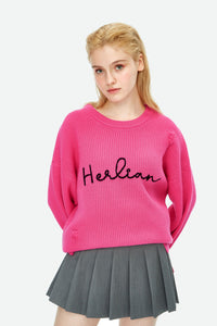 HERLIAN Oversize Loose Logo Chain Embroidery Sweater | MADA IN CHINA