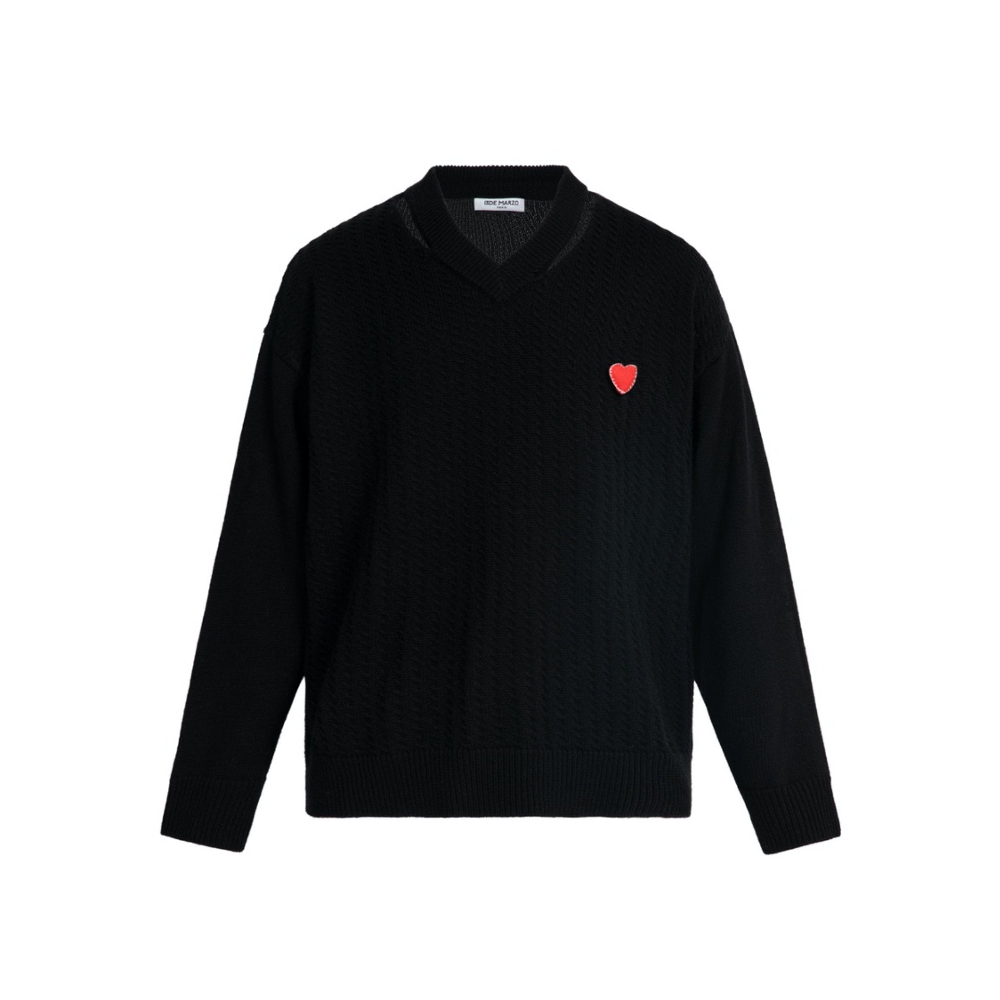 13 DE MARZO Palda Bear Heart Sweater Black | MADA IN CHINA