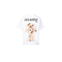 13DE MARZO x Smiley Palda Bear Velcro Patch Letter T-shirt White | MADA IN CHINA