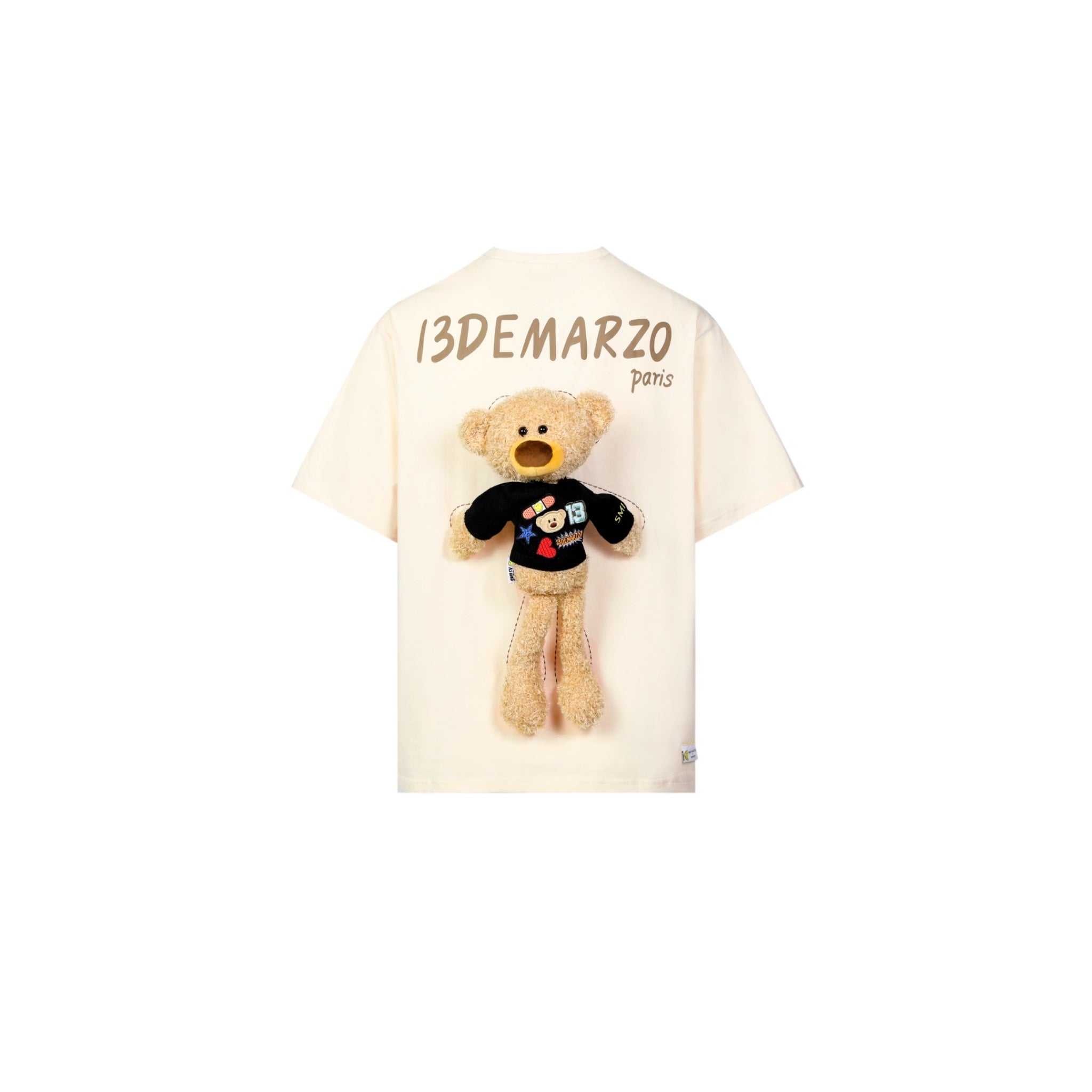 13DE MARZO x Smiley Palda Bear Velcro Patch T-shirt Lamb's Wool | MADA IN CHINA