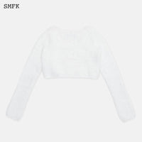 SMFK Panda Wool Short Cardigan White | MADA IN CHINA