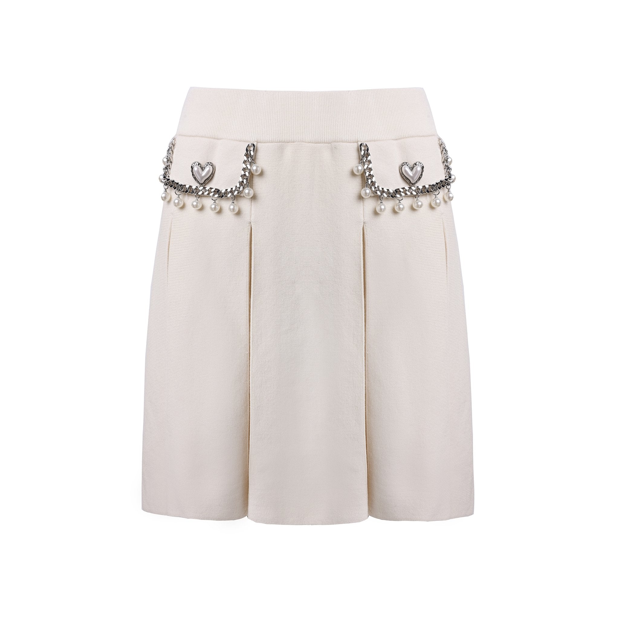 DIANA VEVINA Pearl Chain Knitted Skirt | MADA IN CHINA