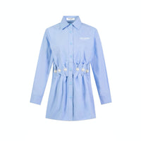 13 DE MARZO Pearl Hollow Out Shirt Blue | MADA IN CHINA