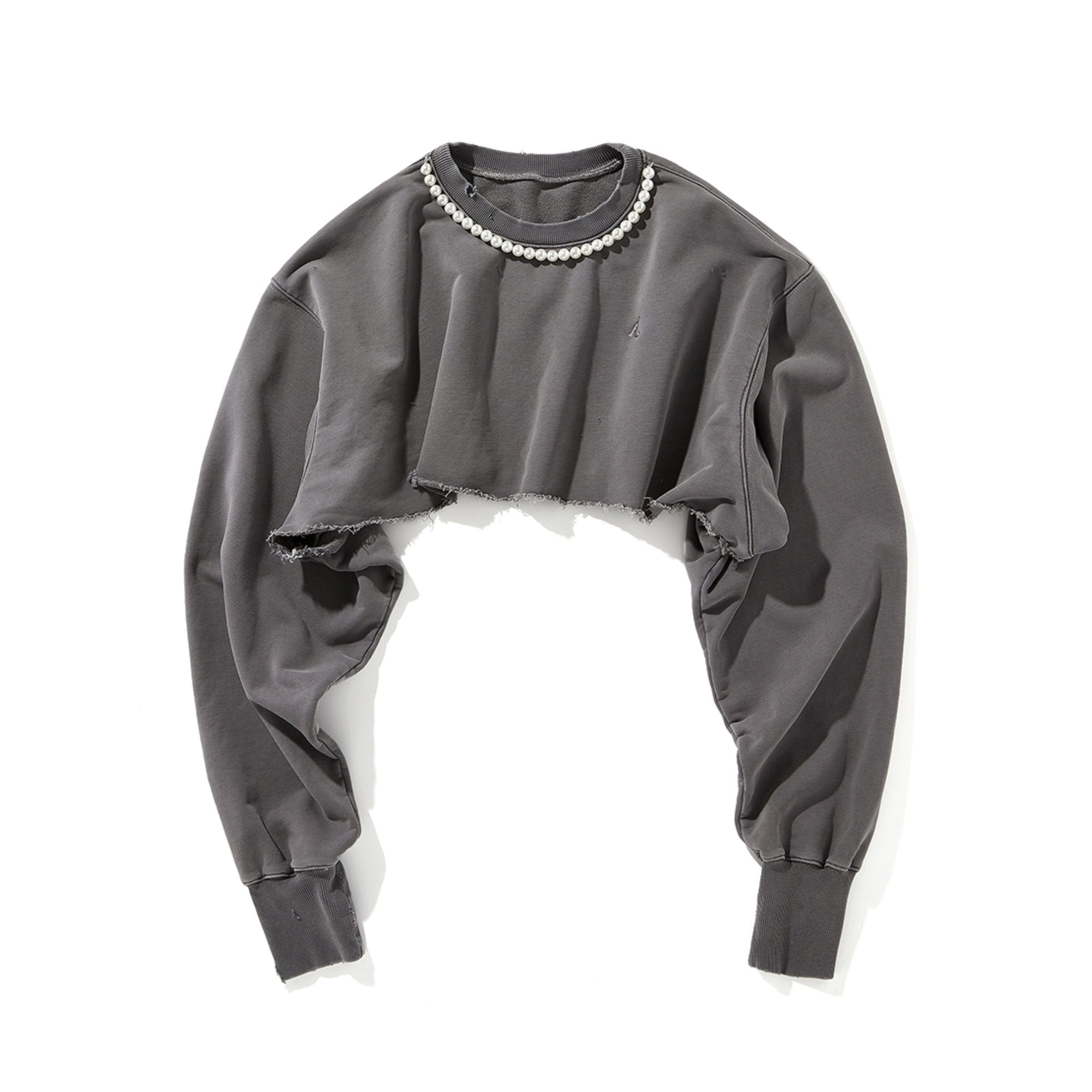 AIN'T SHY Pearl Necklace Crewneck Cold Ash | MADA IN CHINA