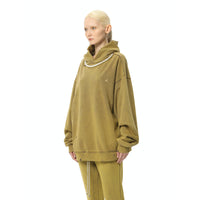 AIN'T SHY Pearl Necklace Hoodie Dark Mustard | MADA IN CHINA