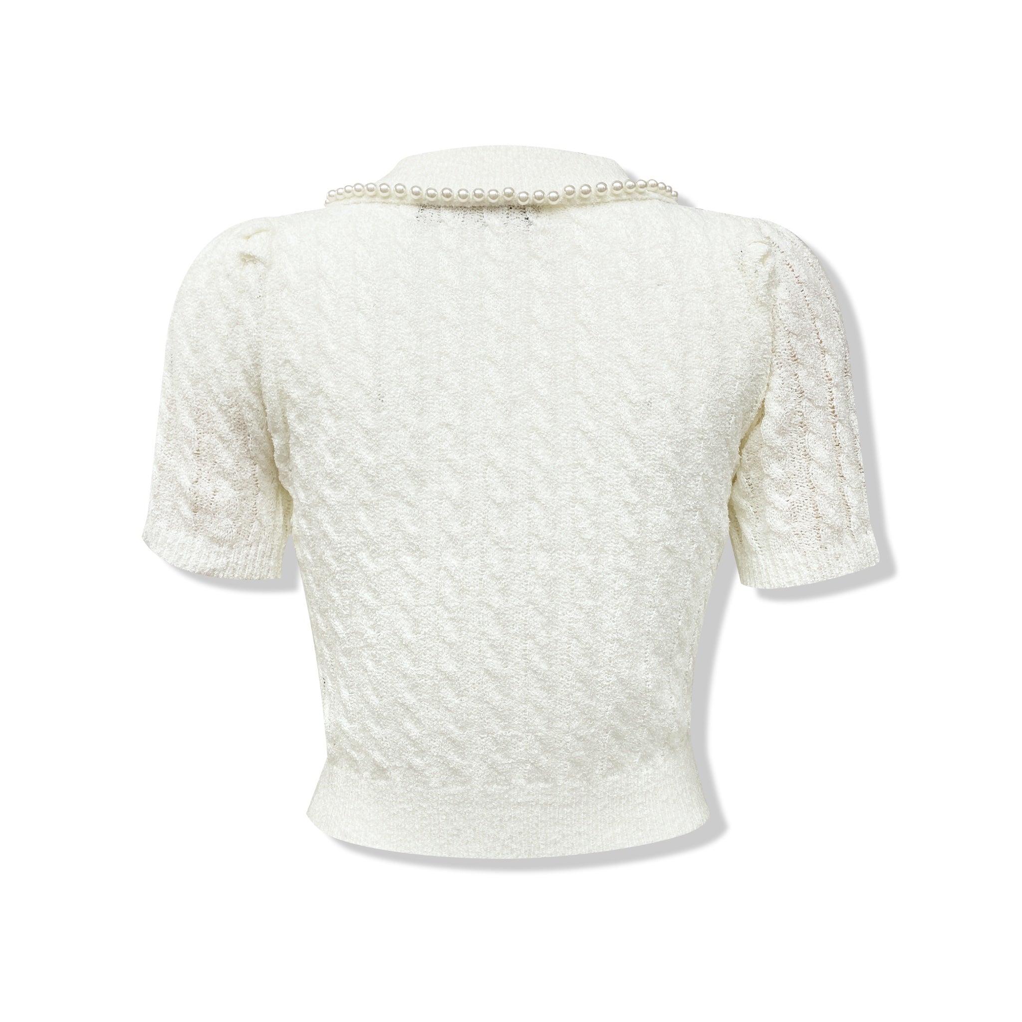 NOT FOR US Pearl Polo Neck Knit Short Sleeves | MADA IN CHINA