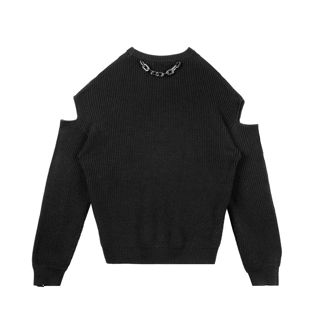 Unawares Pendant Cuff Cutout Sweater Black | MADA IN CHINA
