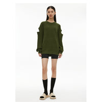 Unawares Pendant Cuff Cutout Sweater Green | MADA IN CHINA