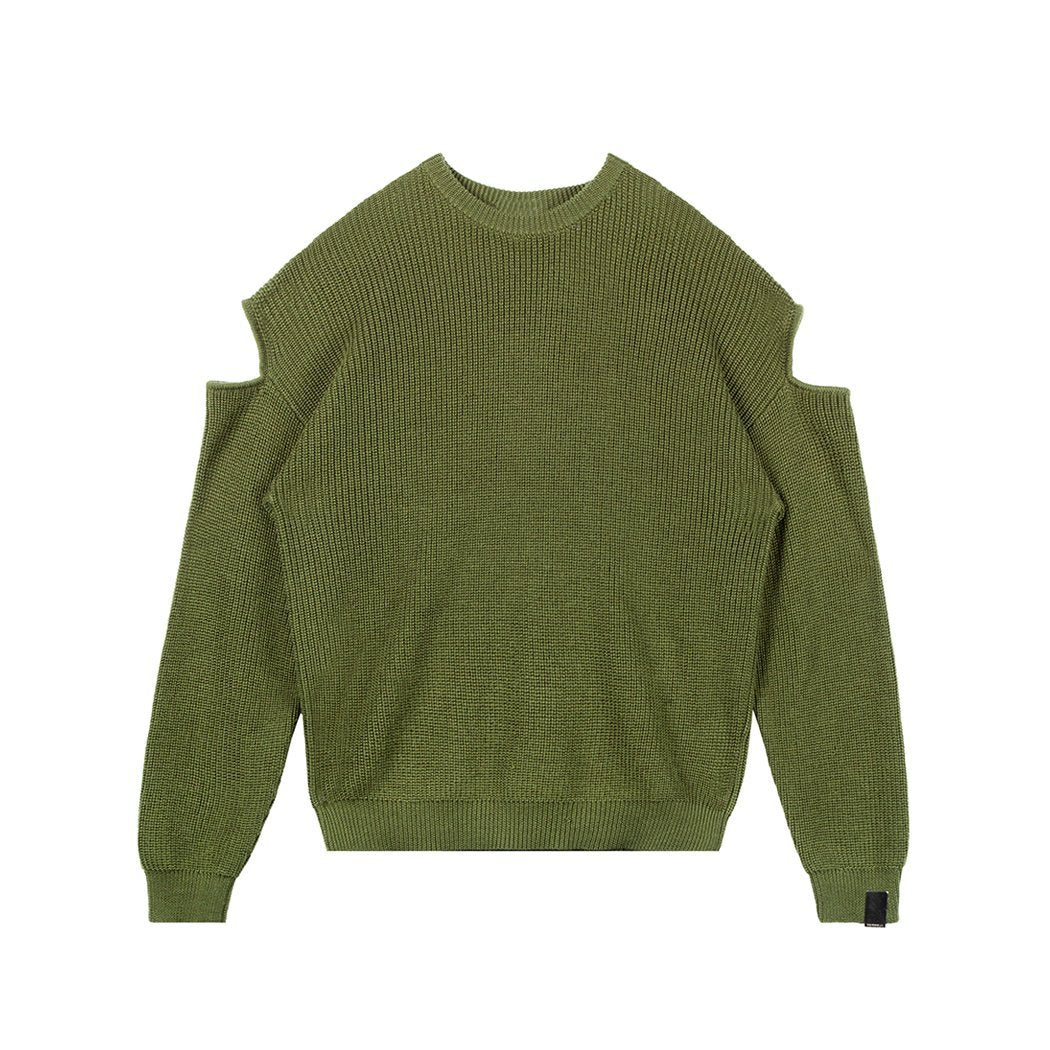 Unawares Pendant Cuff Cutout Sweater Green | MADA IN CHINA