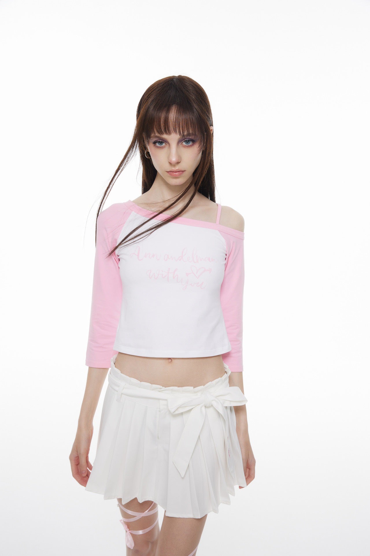 ANN ANDELMAN Pink 520 Limited Suspender With Shoulder Mid-Long Sleeve T-shirt | MADA IN CHINA