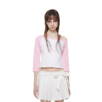 ANN ANDELMAN Pink 520 Limited Suspender With Shoulder Mid-Long Sleeve T-shirt | MADA IN CHINA