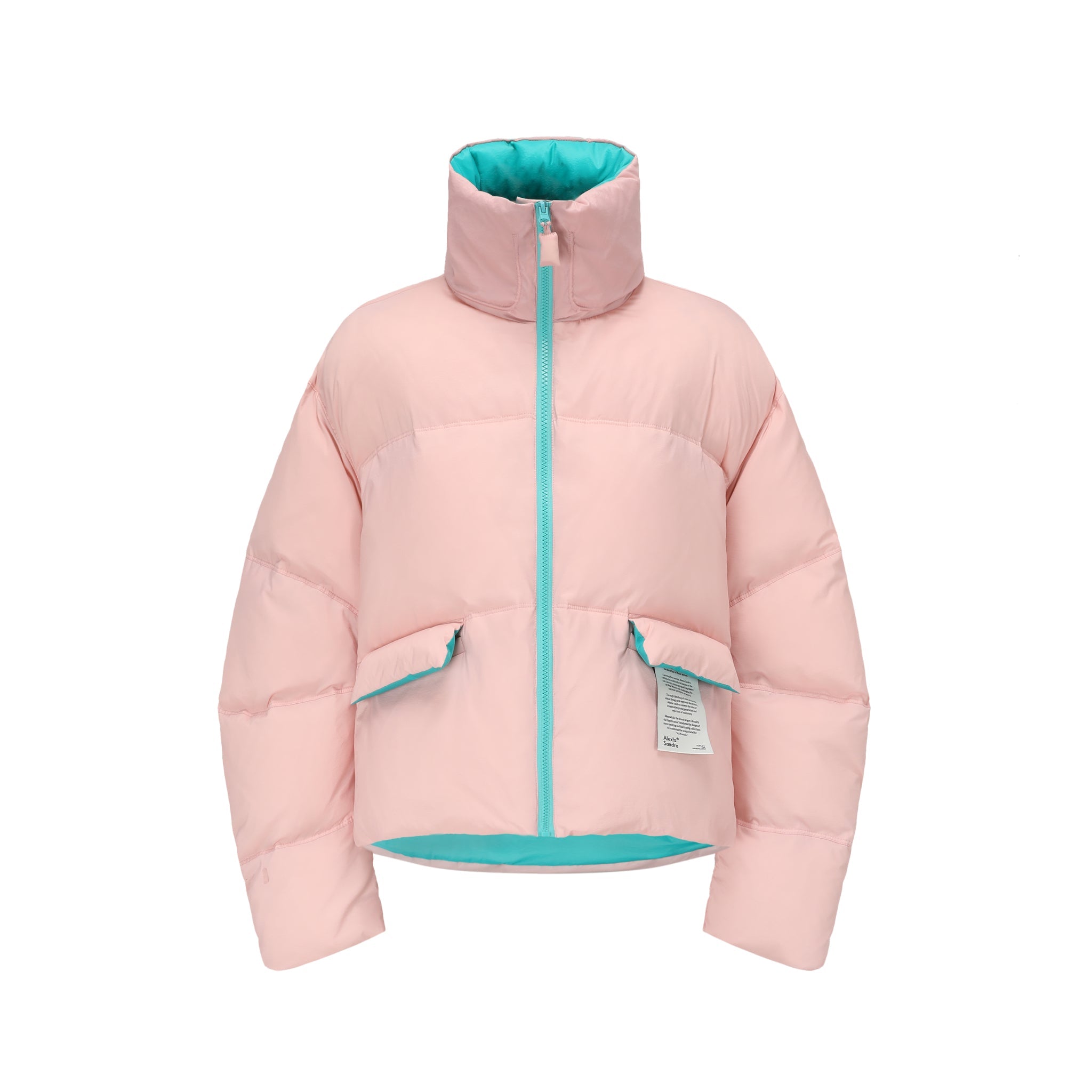 Alexia Sandra Pink And Blue Cropped Puffer Down Jacket | MADA IN CHINA