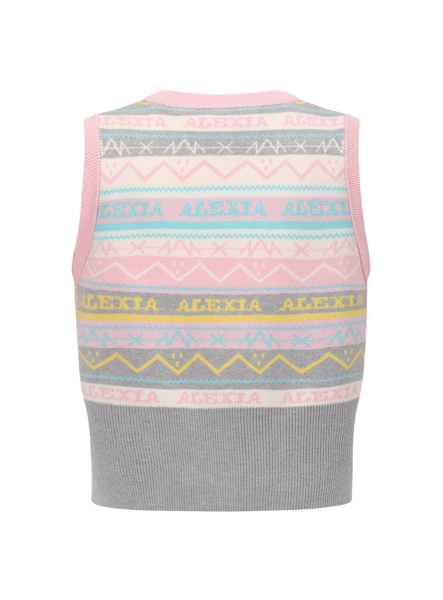 Alexia Sandra Pink And Grey Embossed Knit Vest | MADA IN CHINA