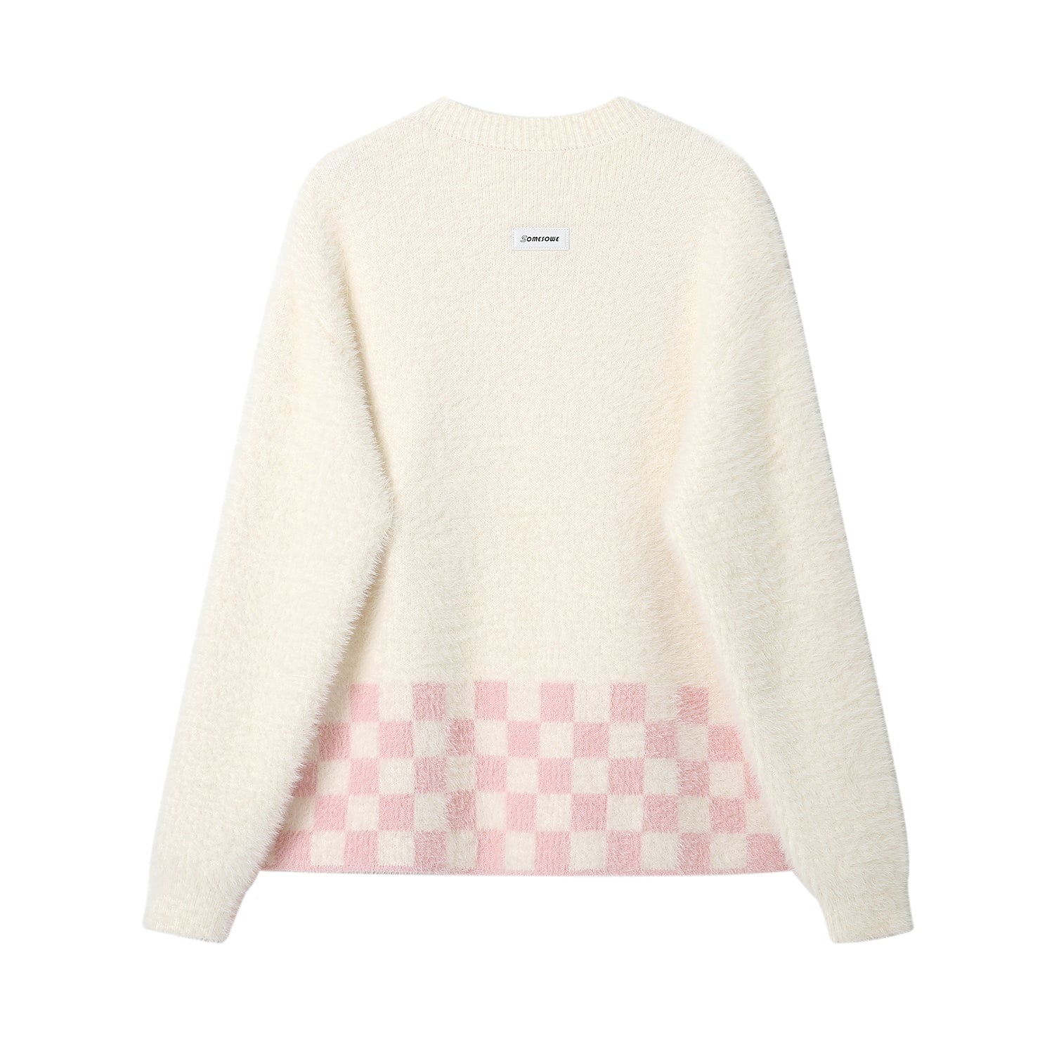 SOMESOWE Pink And White Checkered Sweater | MADA IN CHINA