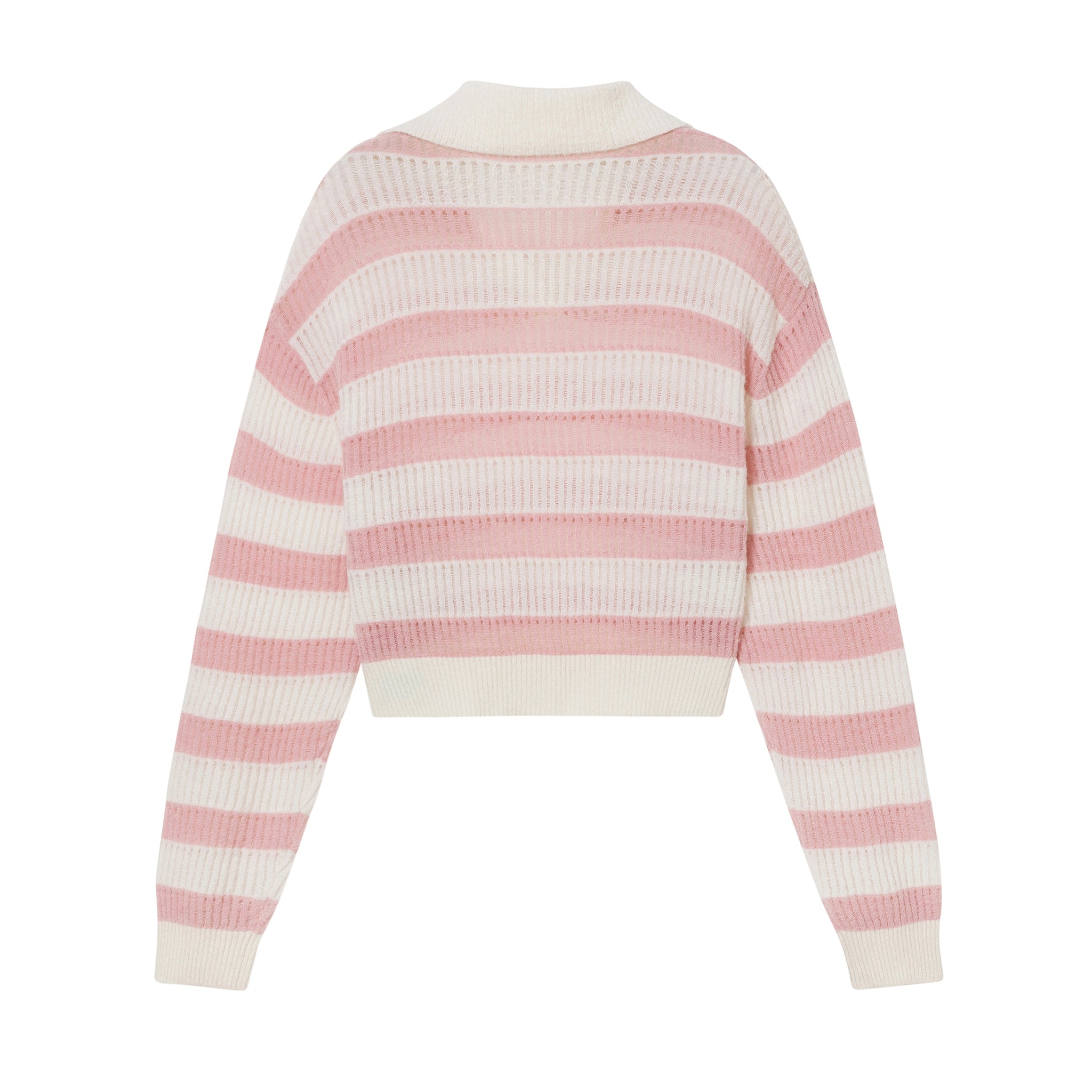 HERLIAN Pink And White Striped Lapel Sweatshirt | MADA IN CHINA