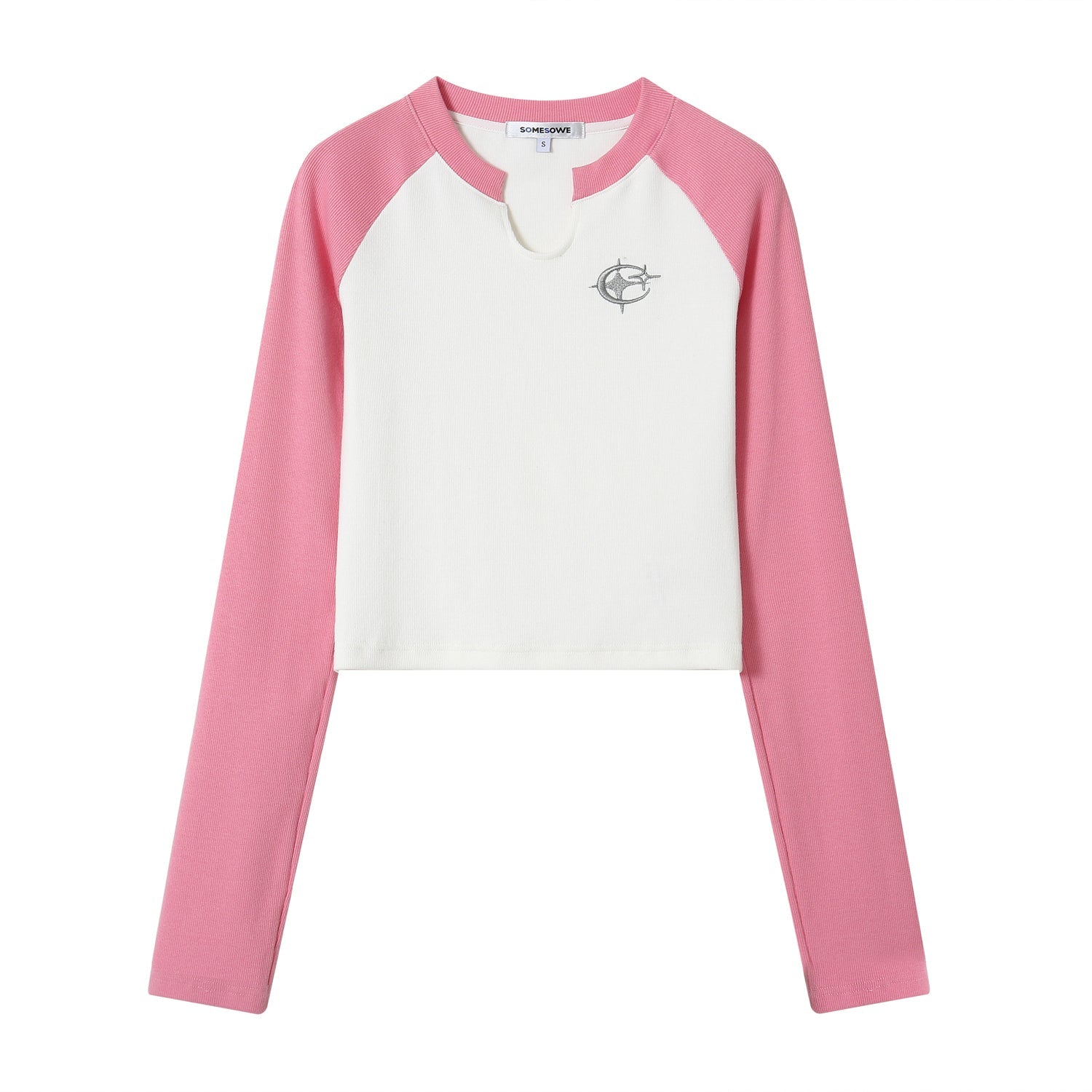 SOMESOWE Pink And White U-Neck Base Shirt | MADA IN CHINA