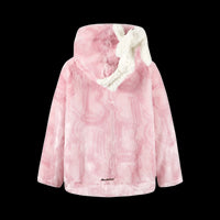 13DE MARZO Pink Artificial Fur Logo Coat | MADA IN CHINA
