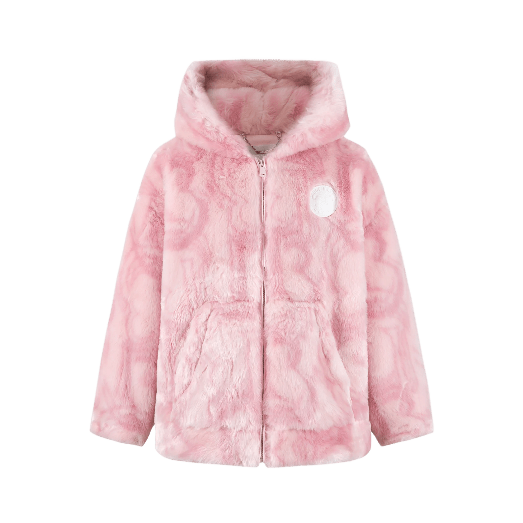 13DE MARZO Pink Artificial Fur Logo Coat | MADA IN CHINA