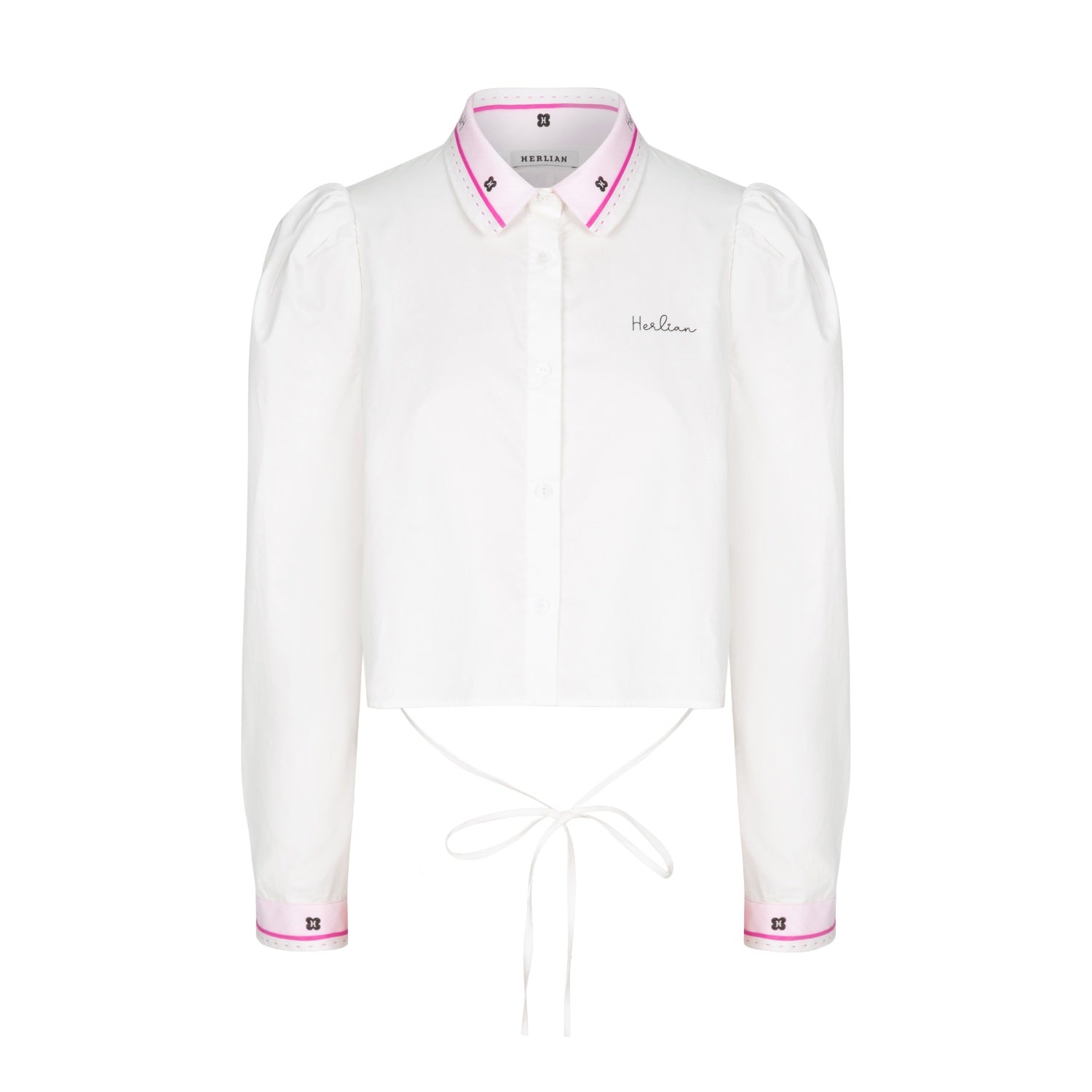HERLIAN Pink Collar Patchwork Shirt | MADA IN CHINA