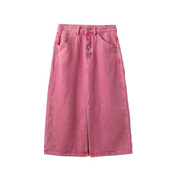 ICE DUST Pink Denim Slit Skirt | MADA IN CHINA