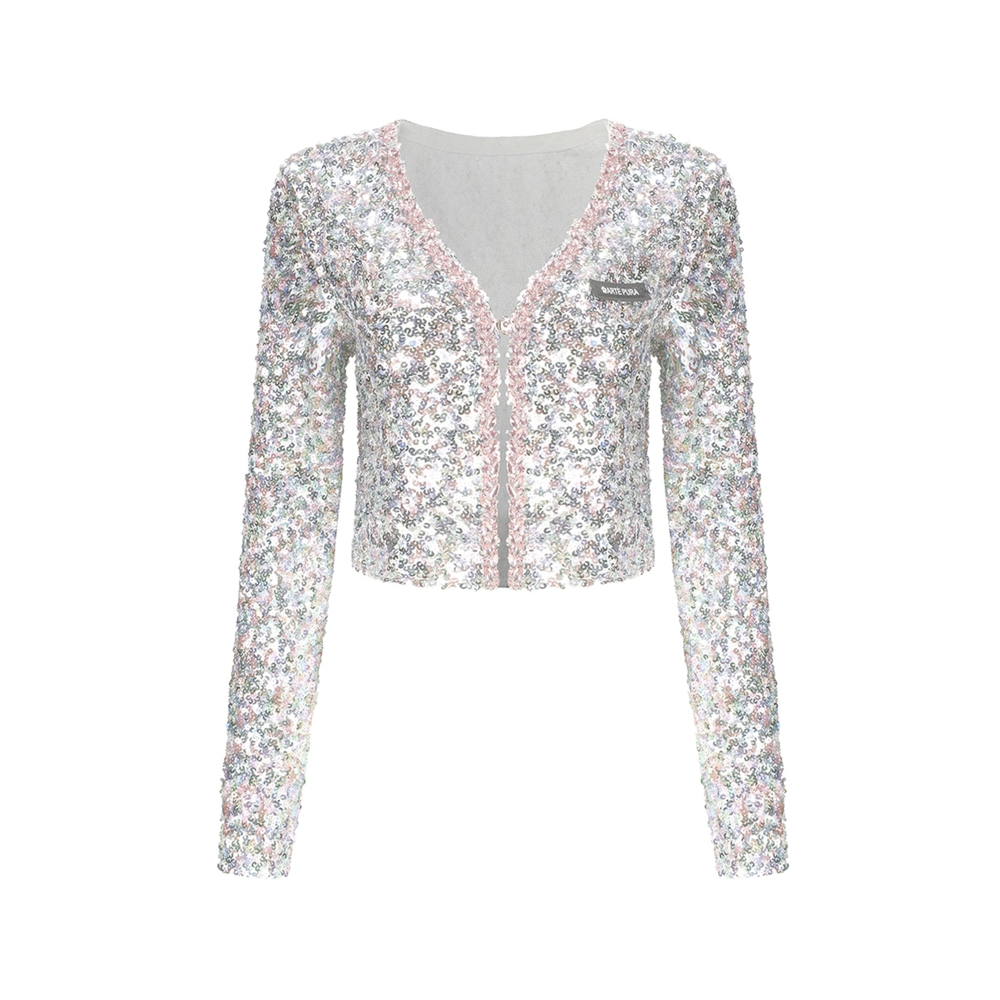 ARTE PURA Pink Diamond Chain Sequin Cardigan | MADA IN CHINA