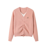 SOMESOWE Pink Drawstring Knit Top | MADA IN CHINA