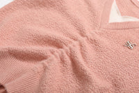 SOMESOWE Pink Drawstring Knit Top | MADA IN CHINA
