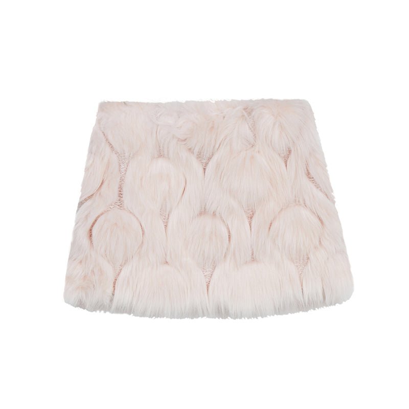 VANN VALRENCÉ Pink Eco Fur Short Skirt | MADA IN CHINA