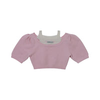 CALVIN LUO Pink Fake Two-Piece Short Knitted Sweater | MADA IN CHINA