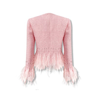 AIMME SPARROW Pink Fringed Plaid Jacket | MADA IN CHINA