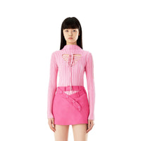 MARRKNULL Pink Hollowed Out Heart Sweater | MADA IN CHINA