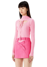 MARRKNULL Pink Hollowed Out Heart Sweater | MADA IN CHINA